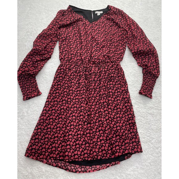 Eliane Rose Heart Print Vneck Short Party Dress Womens Small Textured 3D Cottage - Picture 9 of 11